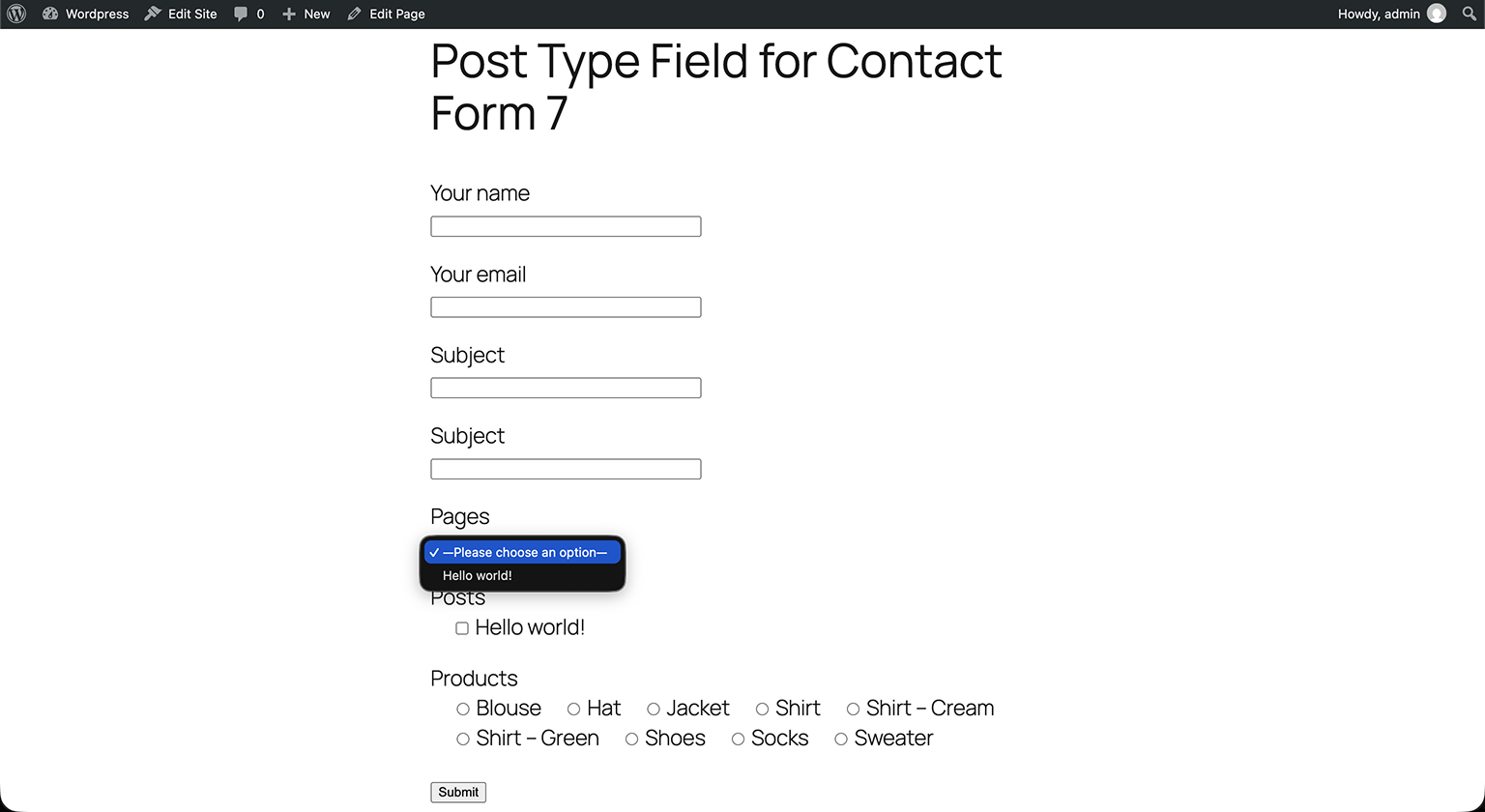 The resulting fields on the front end, populated with real posts.