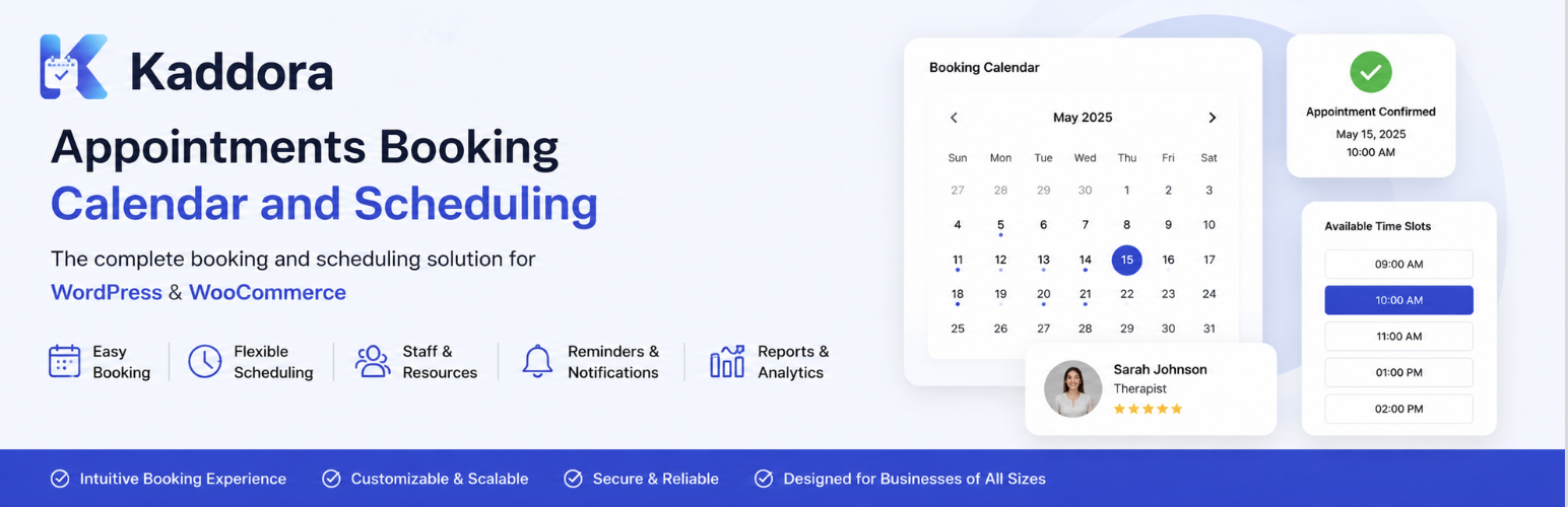Kaddora Appointments – Booking Calendar and Scheduling
