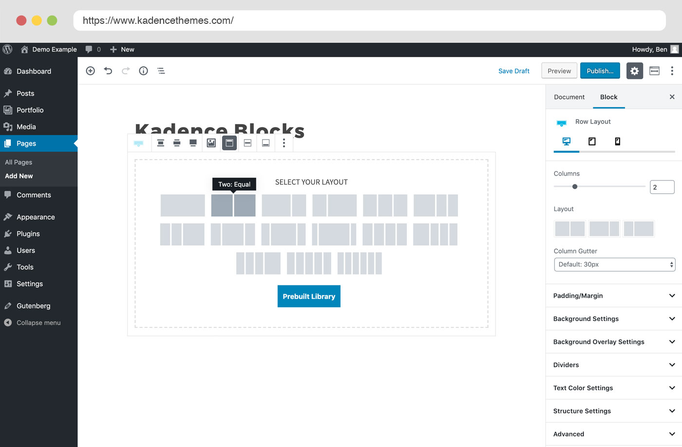 <p>Initial Row Layout editing</p>