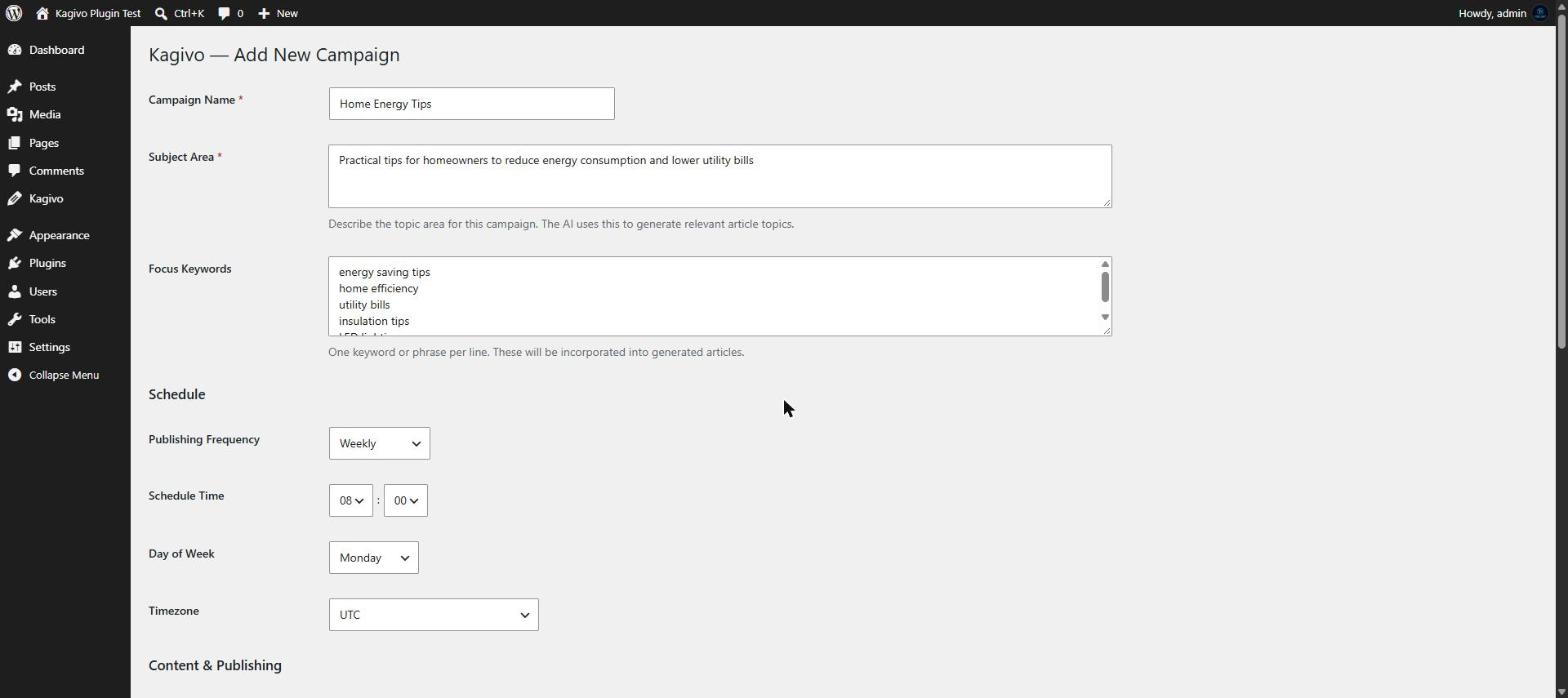 Campaign editor — provider selection with configuration status