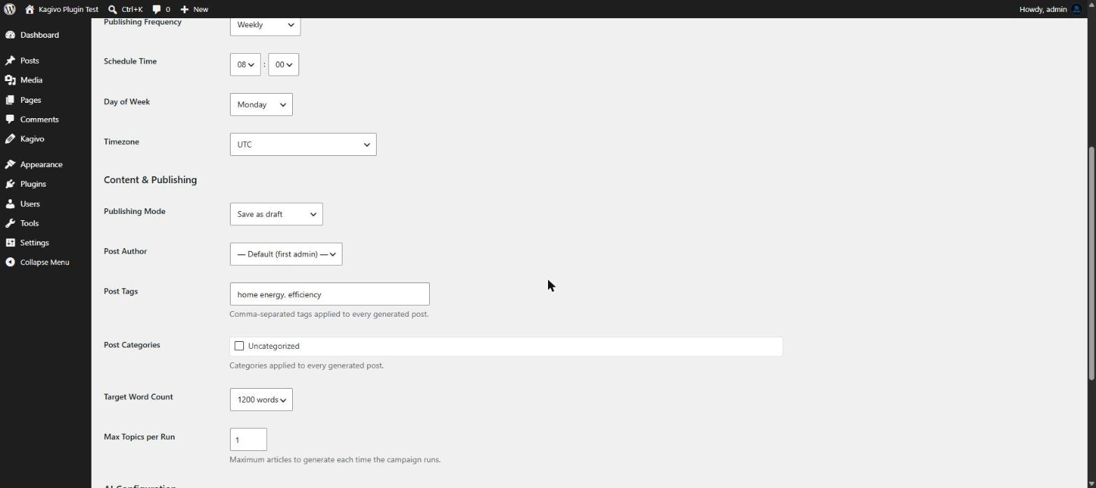 Settings page — provider credential management