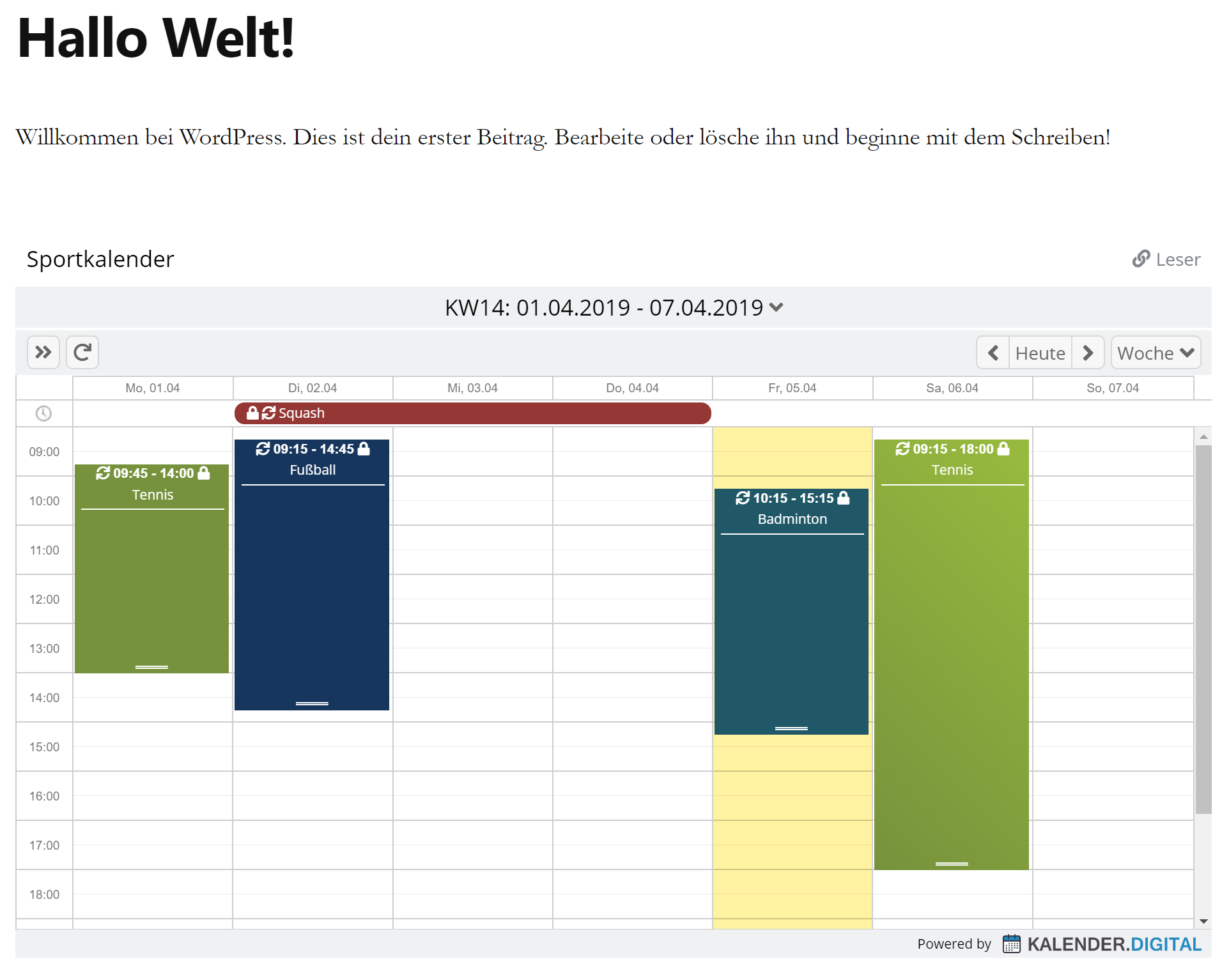 weekly view website
