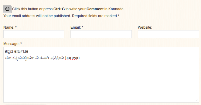 Writing comments in Kannada language when Transliteration is enabled.