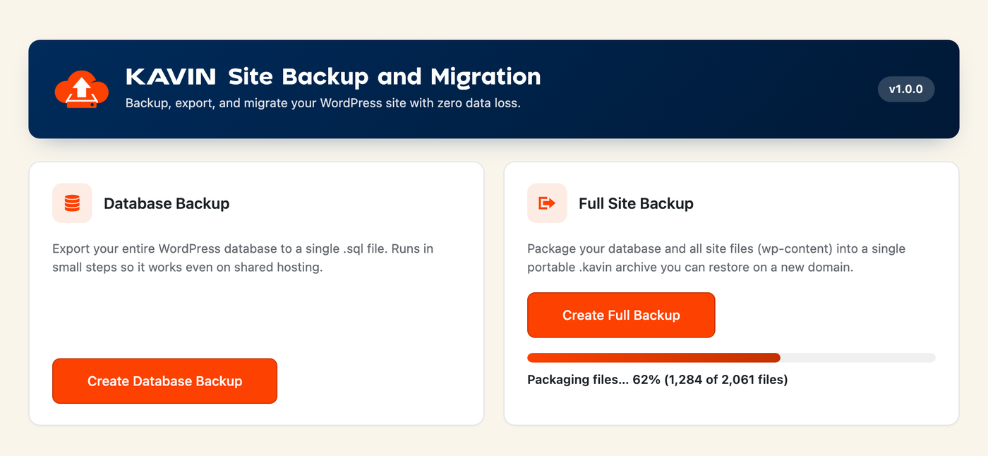 A backup running: the engine works in small, resumable steps so it never times out.