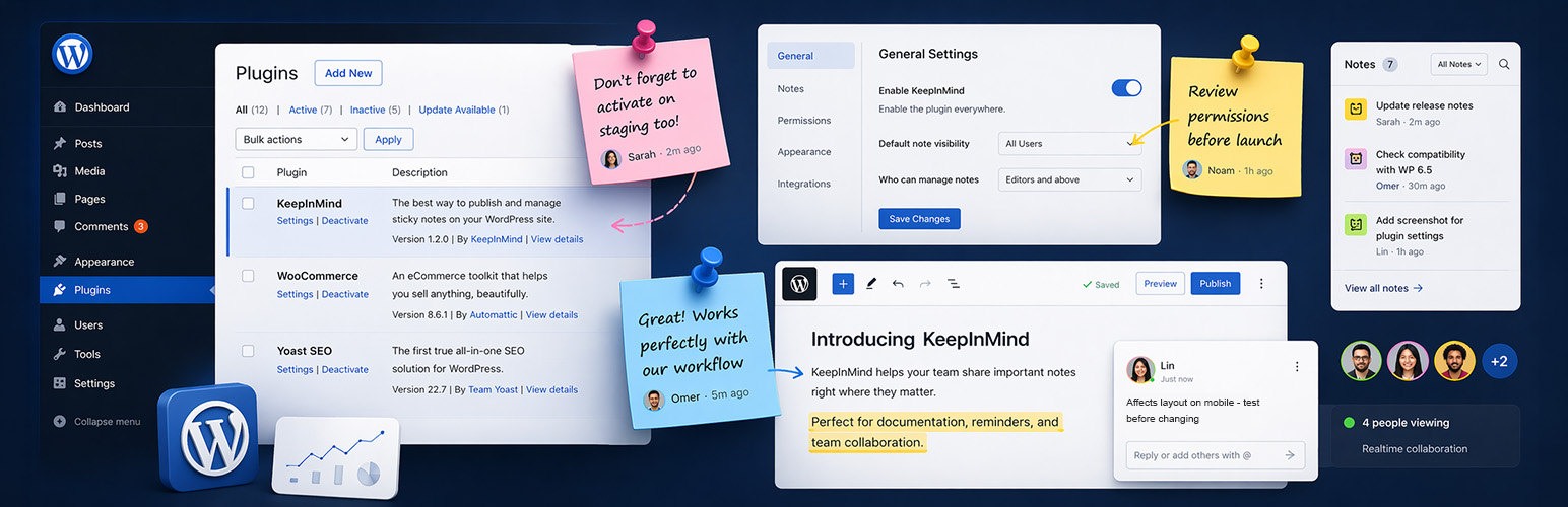 WordPress 外掛 KeepInMind Dashboard Notes 的封面圖片