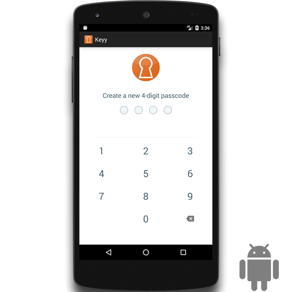 <p>Keyy Android passcode setup screen</p>