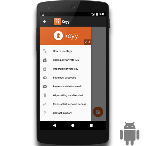 <p>Keyy Android settings sidebar</p>