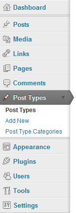 Adding new Post Types through the WordPress admin interface.