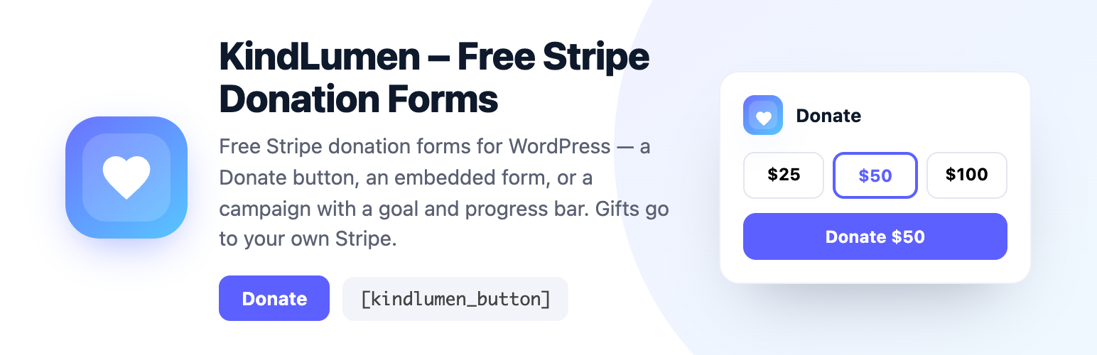 KindLumen – Free Stripe Donation Forms