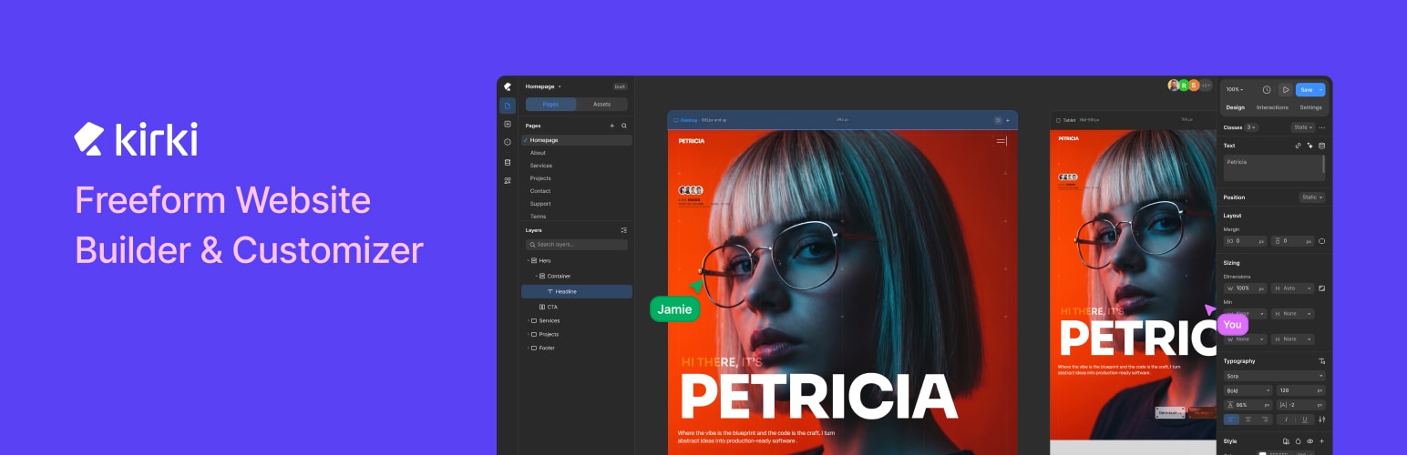 Kirki – Freeform Page Builder, Website Builder & Customizer