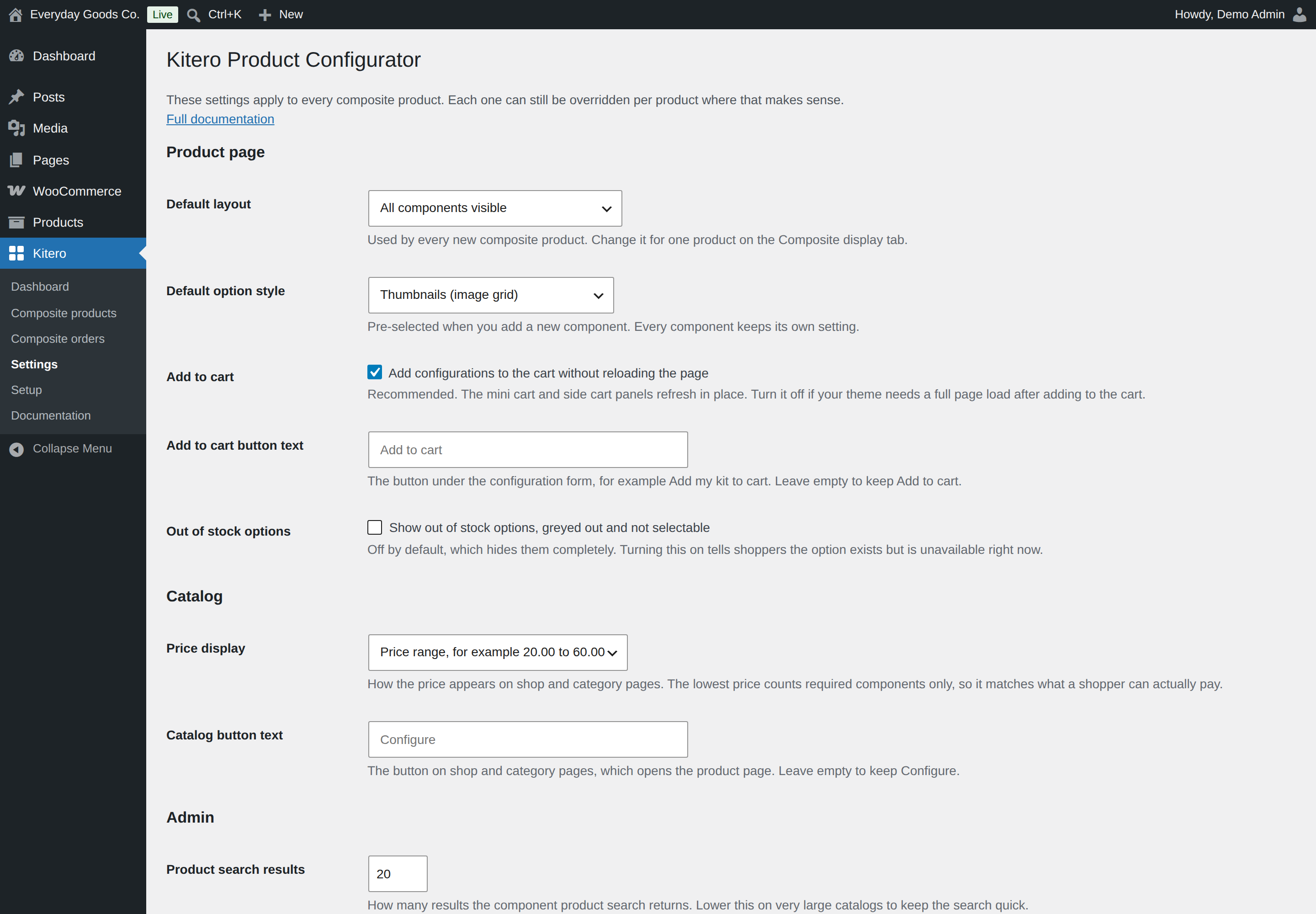 Leave the button text fields empty to keep the standard Add to cart and Configure wording.
