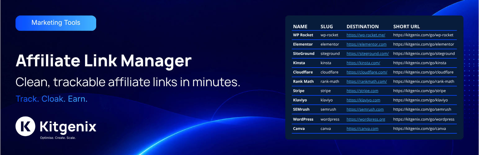Kitgenix Affiliate Link Manager