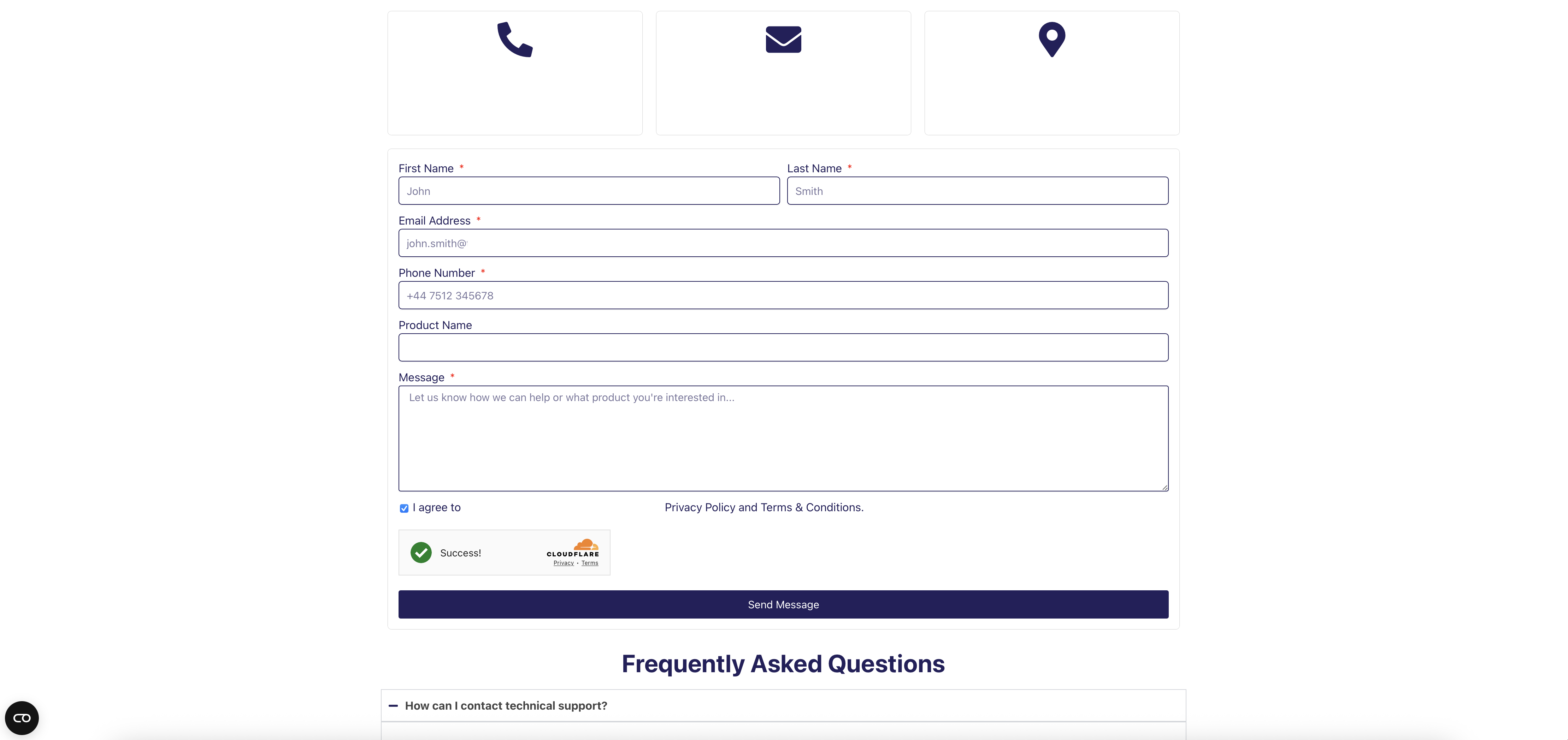 Contact Elementor form protected by Turnstile - widget shown before submit.