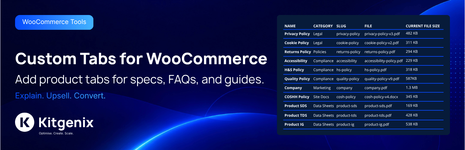Kitgenix Custom Tabs for WooCommerce