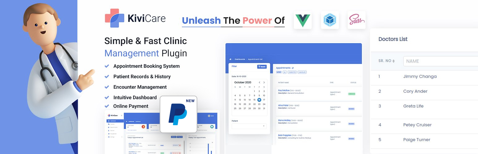 WordPress 外掛 KiviCare – Clinic & Patient Management System (EHR) 的封面圖片。
