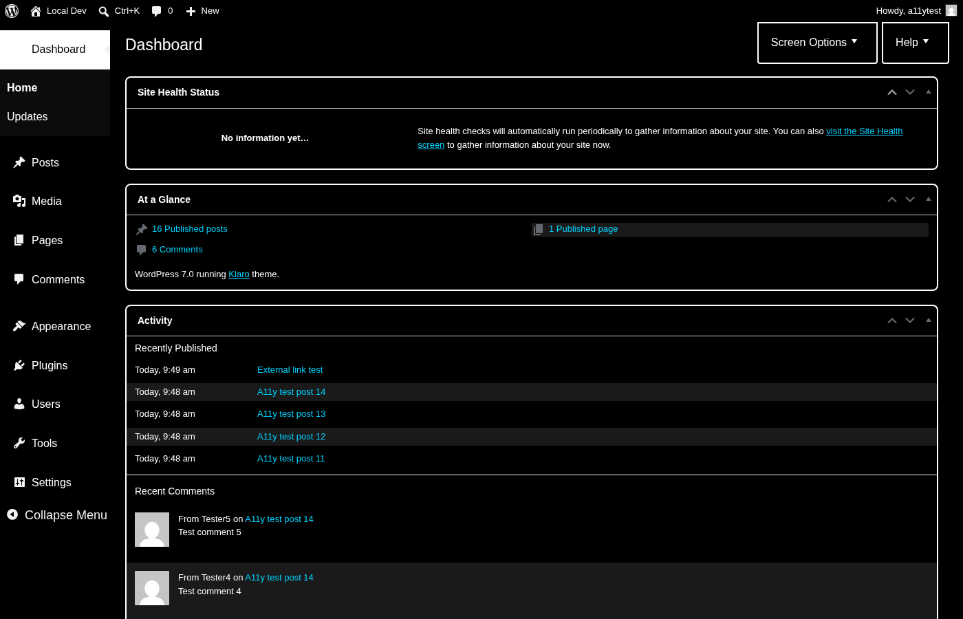 High contrast admin mode.