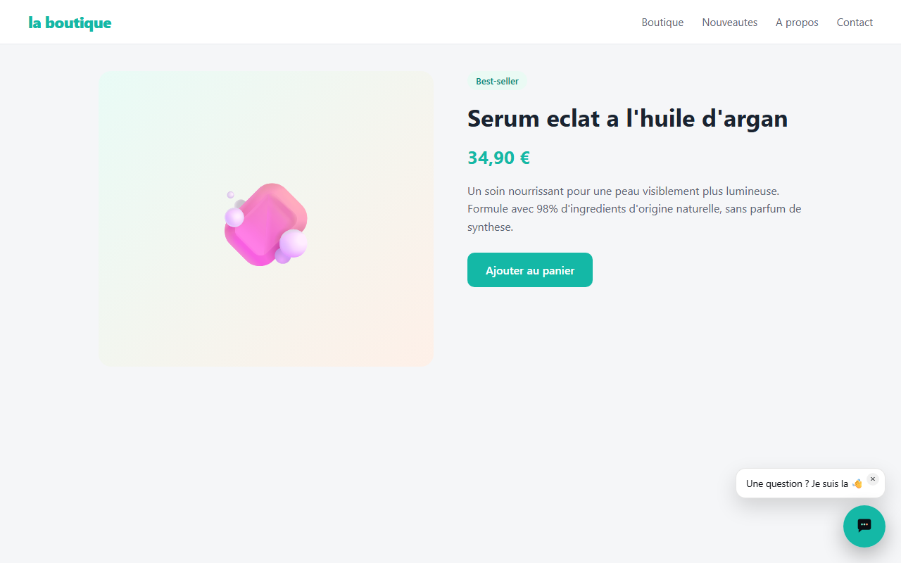 Floating bubble and teaser message, discreet, on the store.
