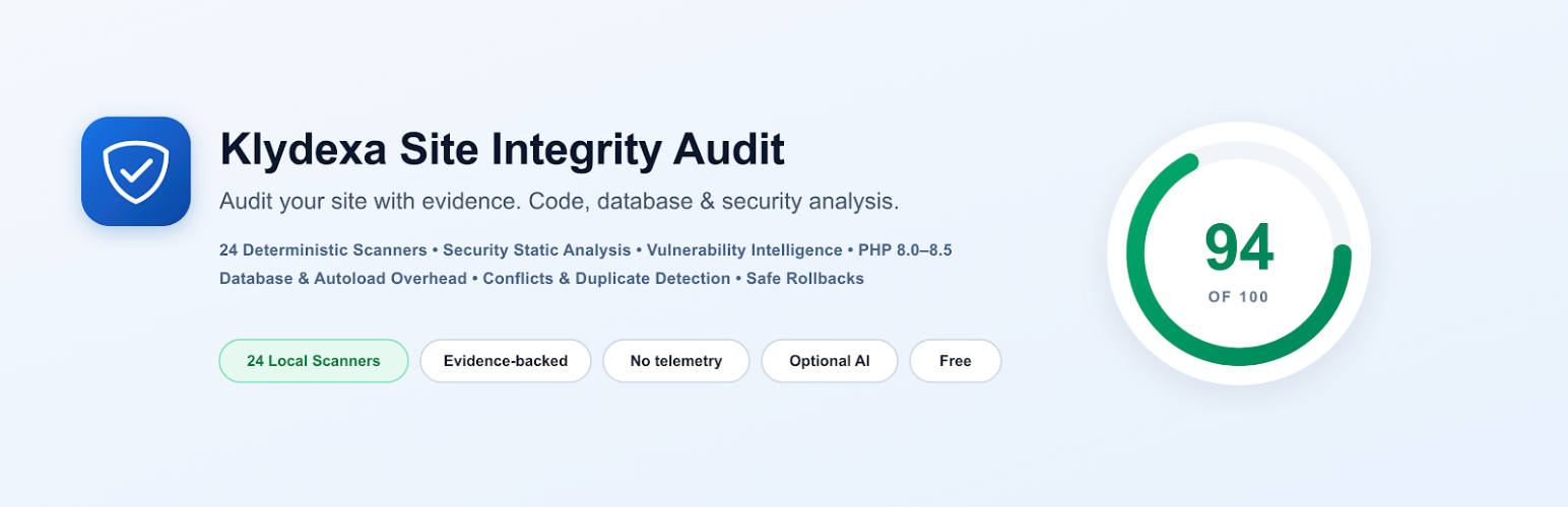 WordPress 外掛 Klydexa Site Integrity Audit 的封面圖片