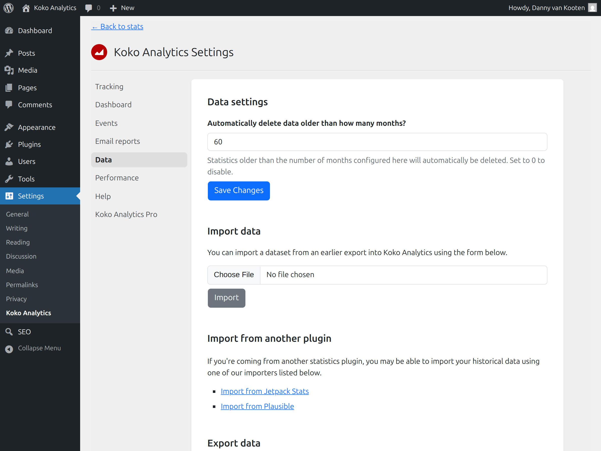 You own your data. Export or import at will.
