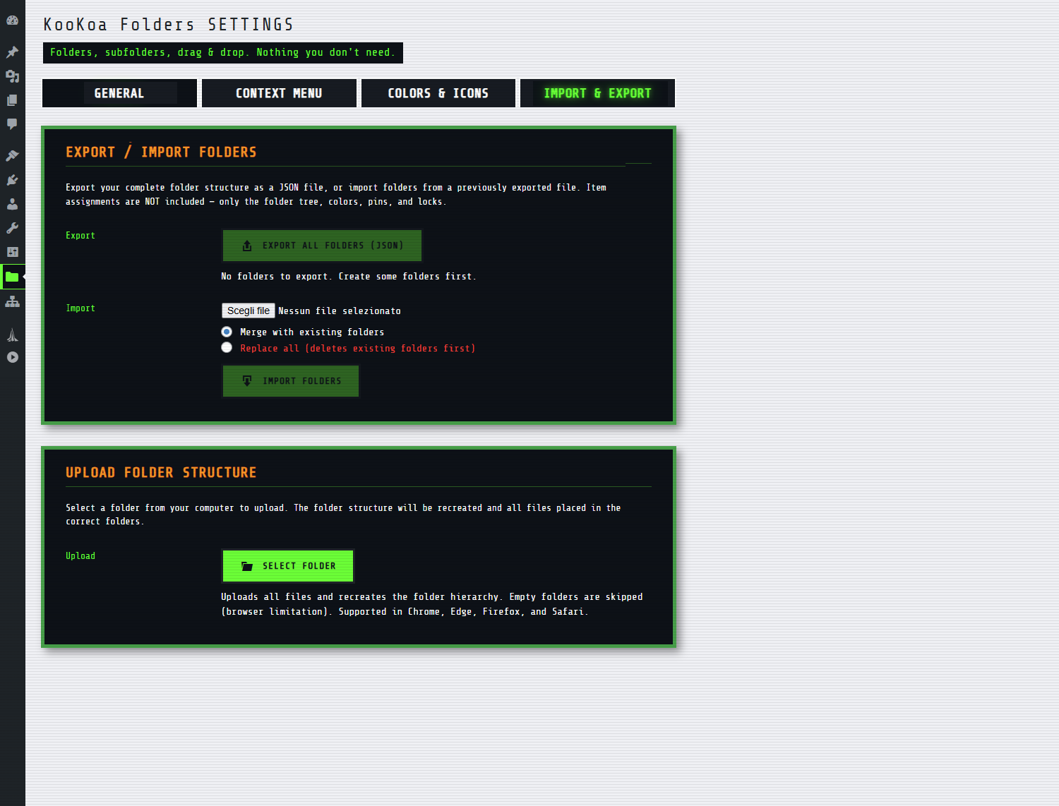 Export & Import Settings