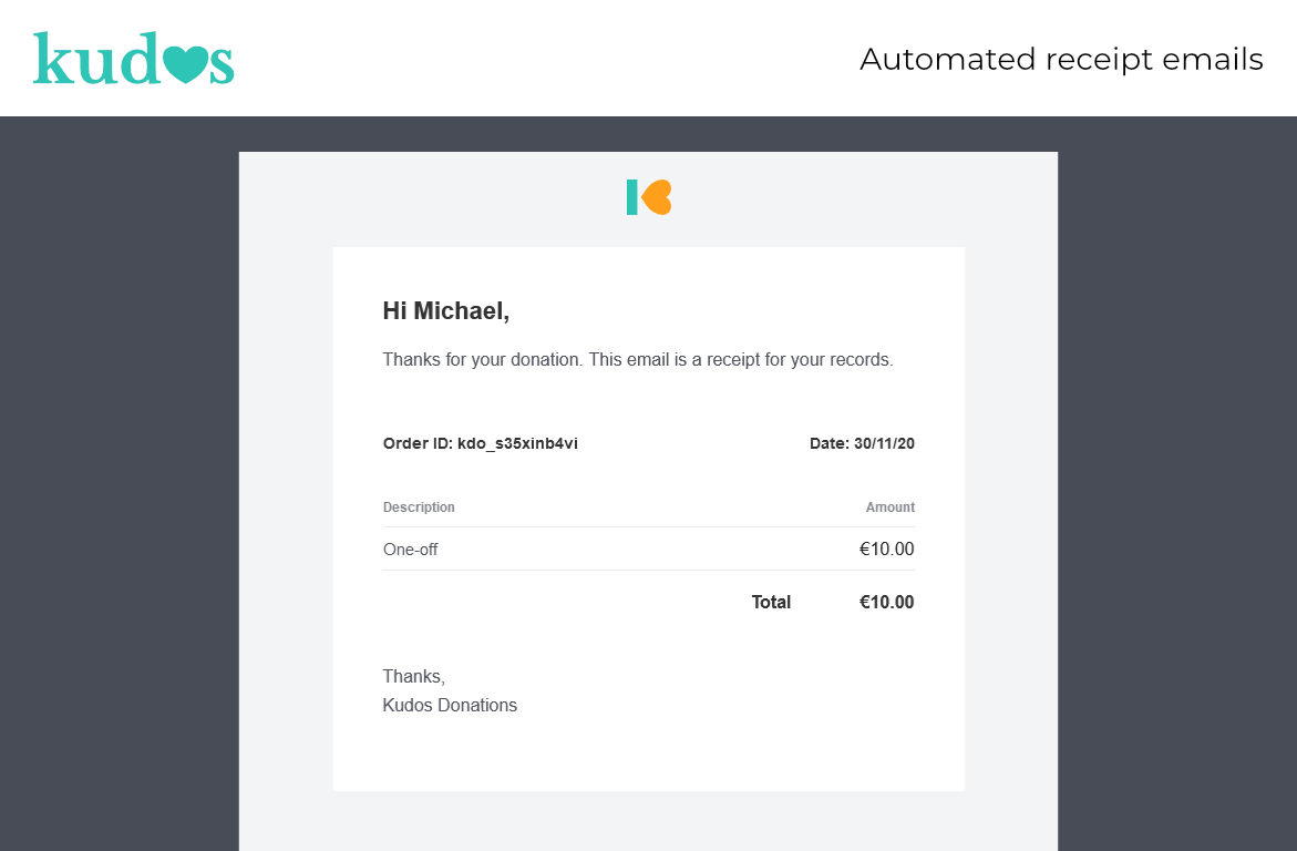 Automated email receipt