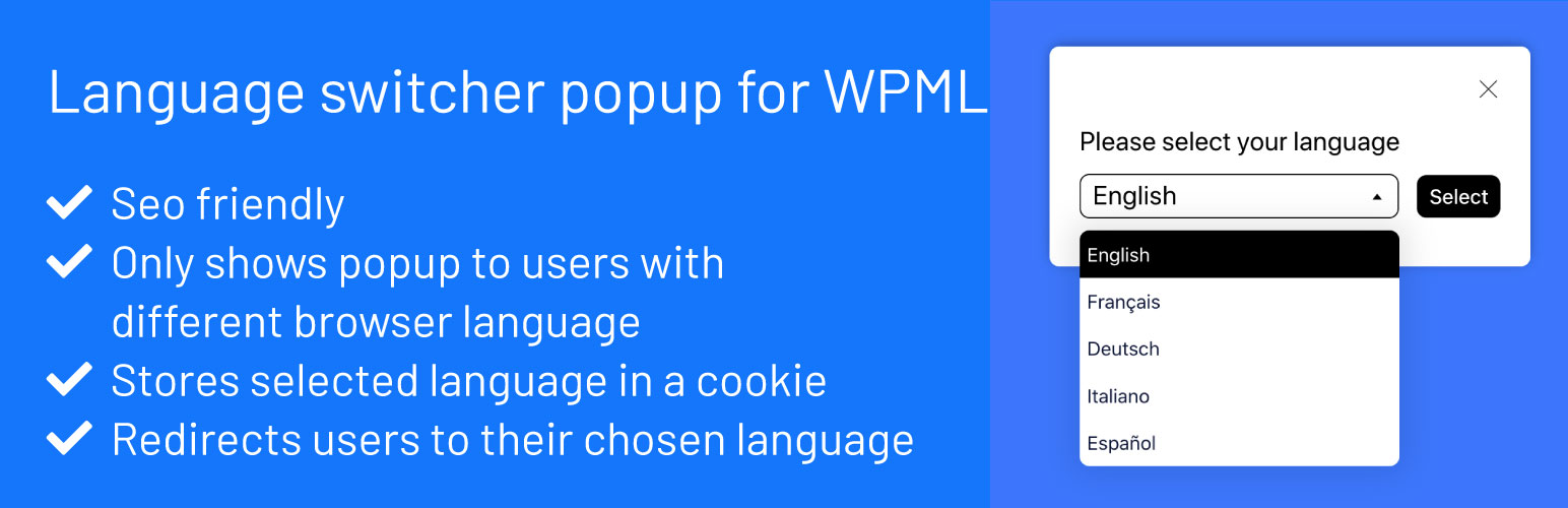 Language switcher popup for WPML – stores selected language in a cookie – SEO friendly