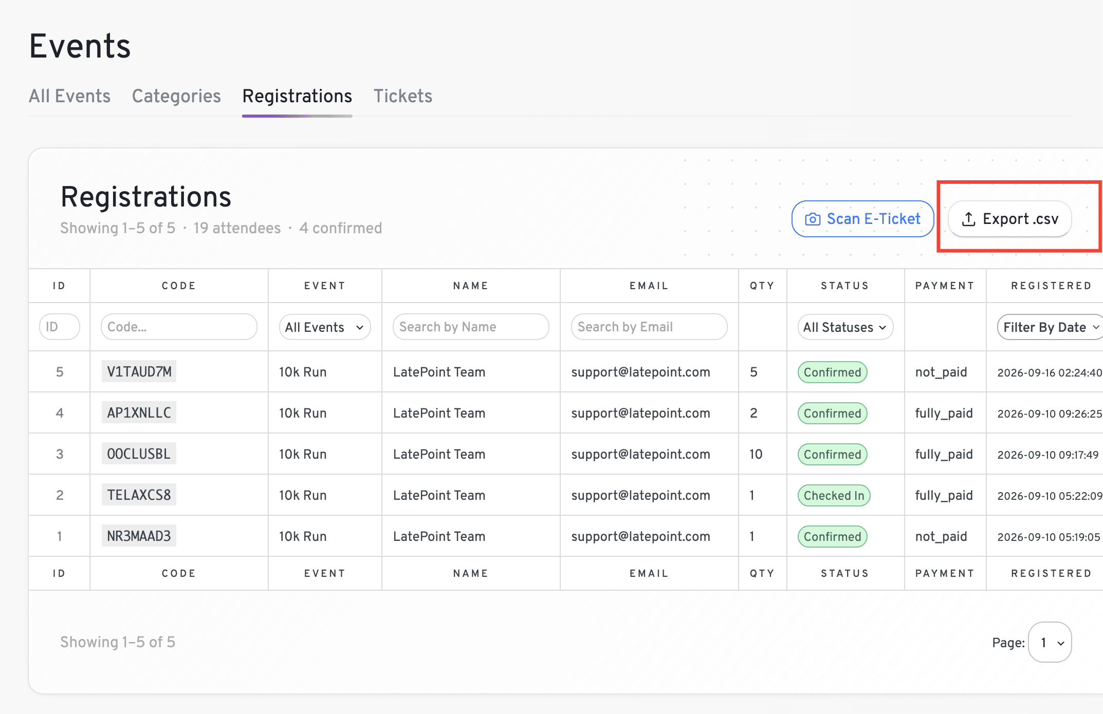 Event registrations - Export every registration to CSV whenever you need an offline list for a co-host, venue, or volunteer.