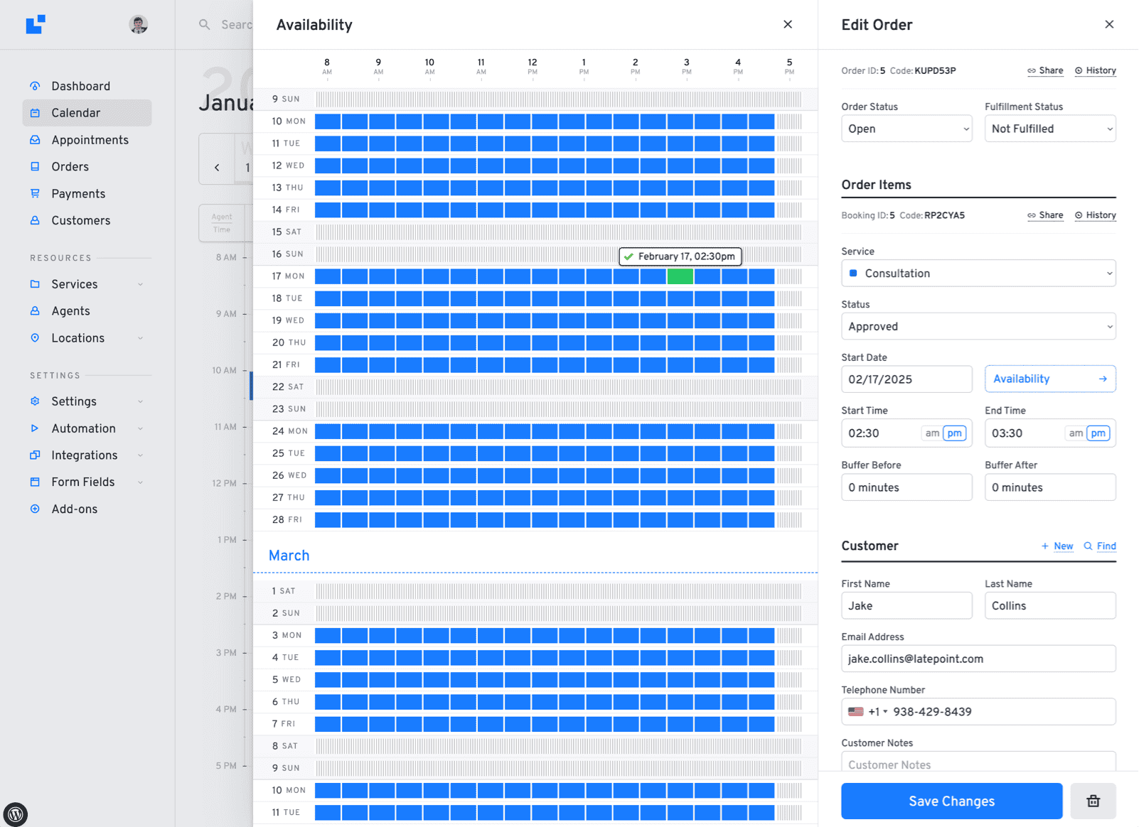 Find available slots quickly with a unique availability preview.