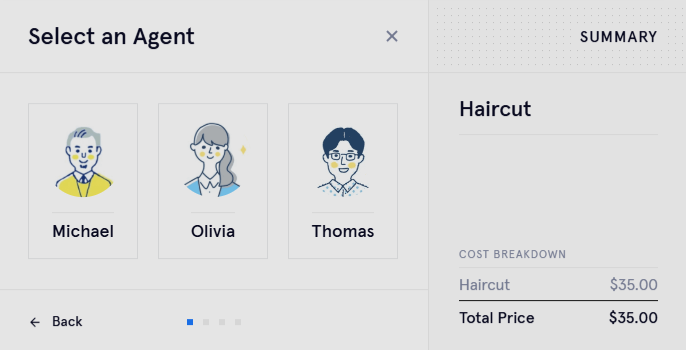 Agent panel - Each agent gets their own login and schedule management tools.