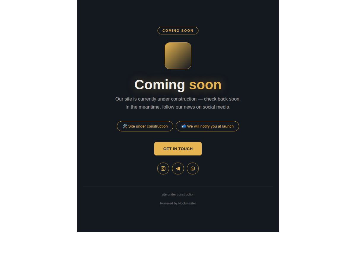 The "Dark" theme — glowing heading, accent-colored badge outlines and button.