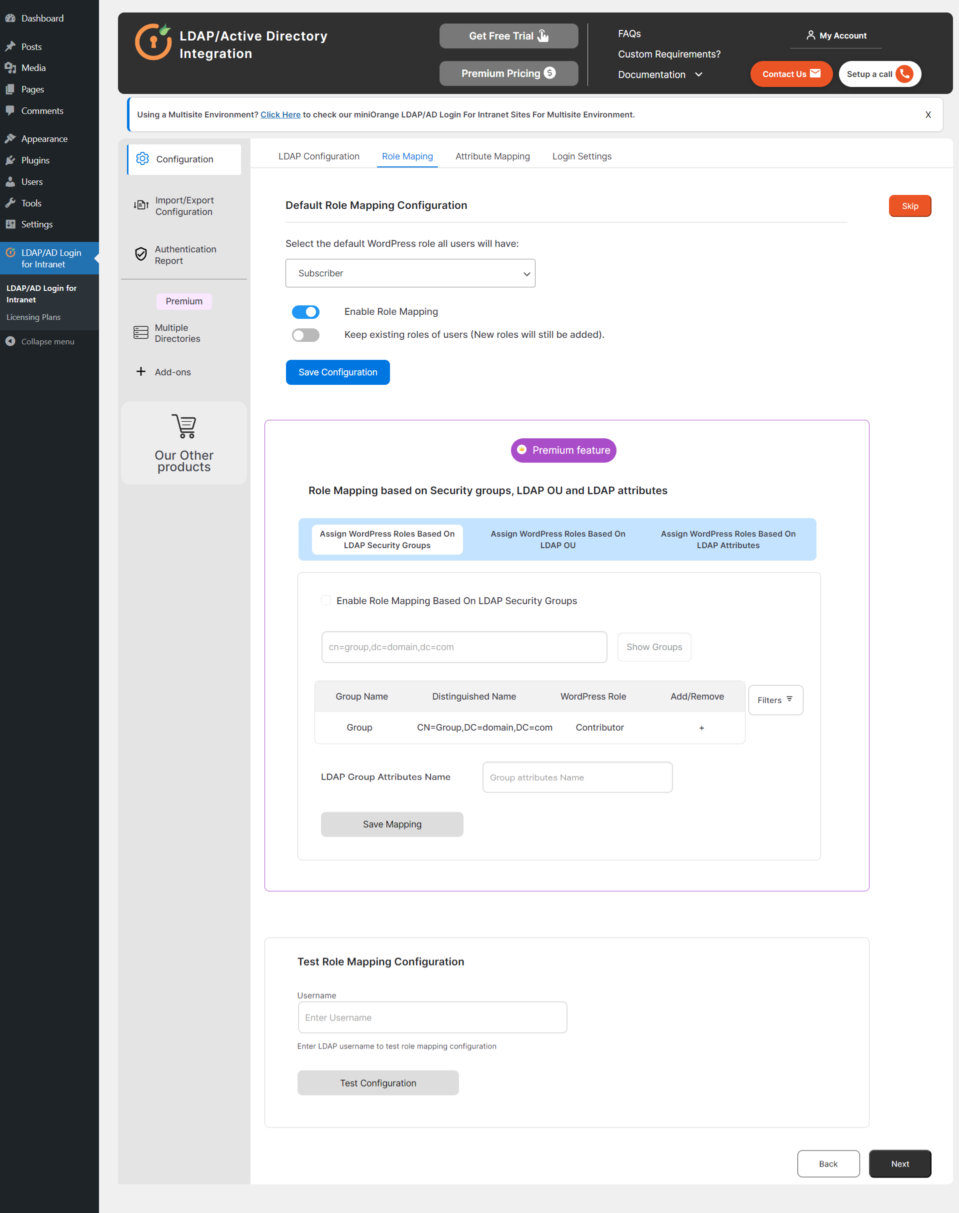 LDAP Groups to WordPress Users Role Mapping