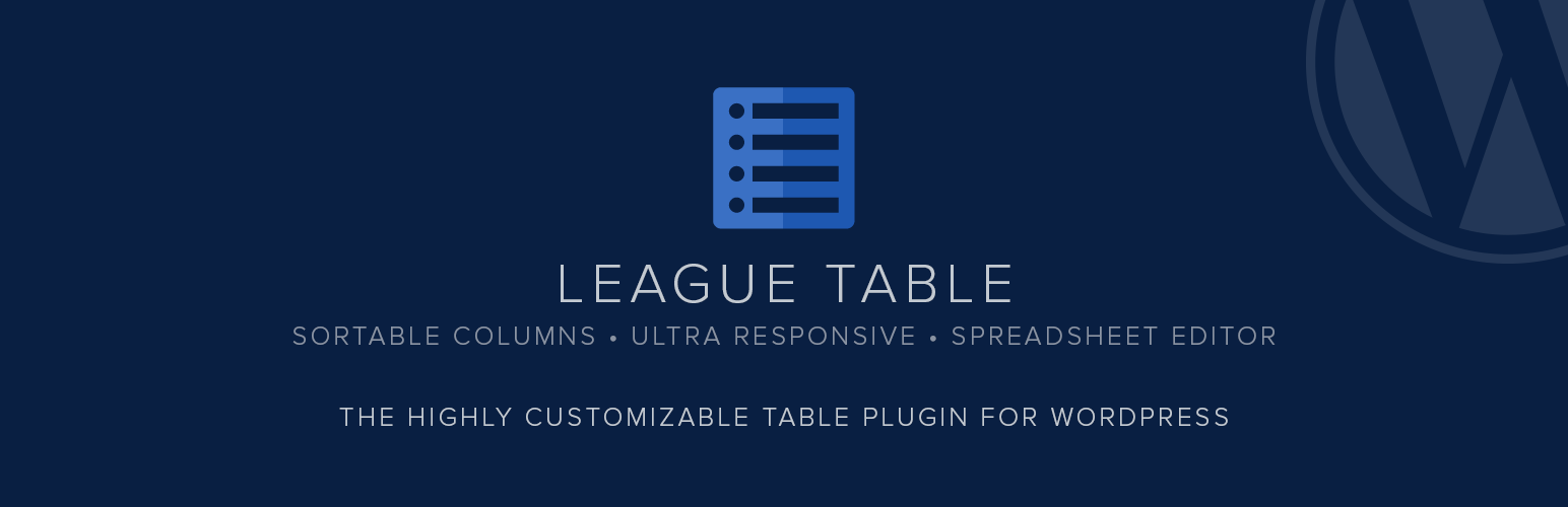 League Table — WordPress Table Plugin