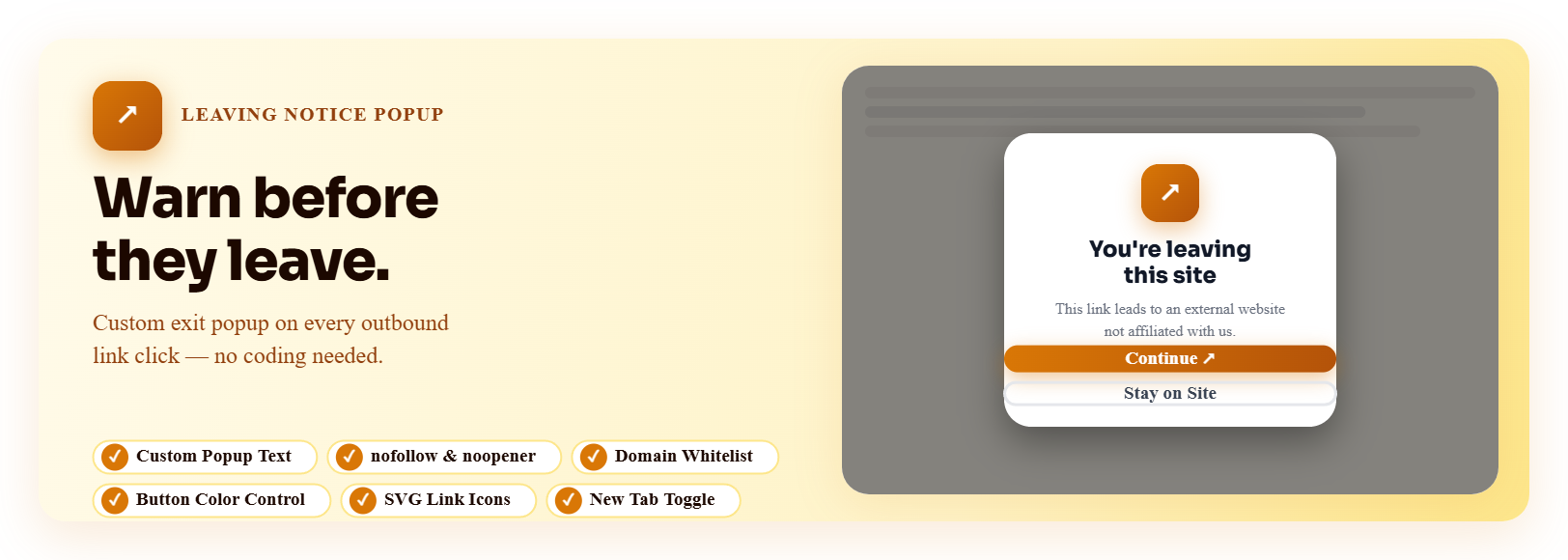 Leaving Notice Popup For External Links – nofollow, noopener & New Tab