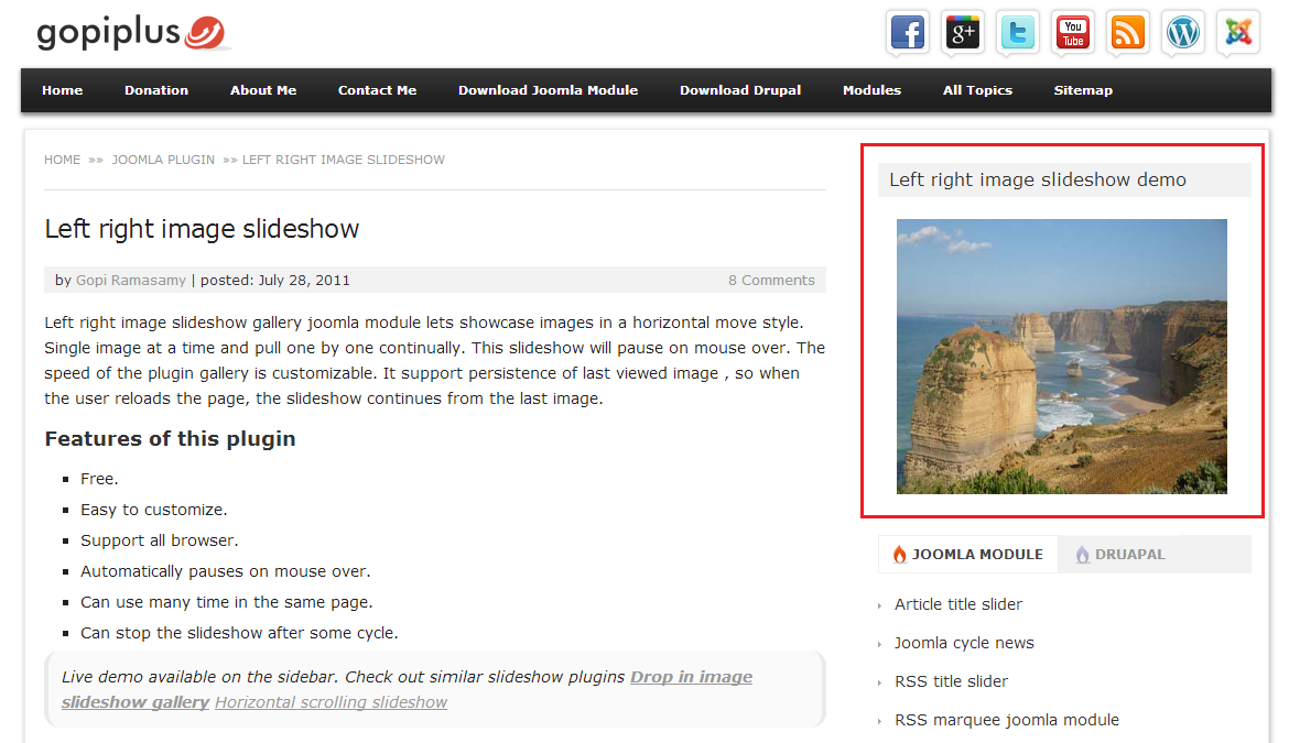 Front Page. http://www.gopiplus.com/work/2011/04/25/wordpress-plugin-left-right-image-slideshow-gallery/