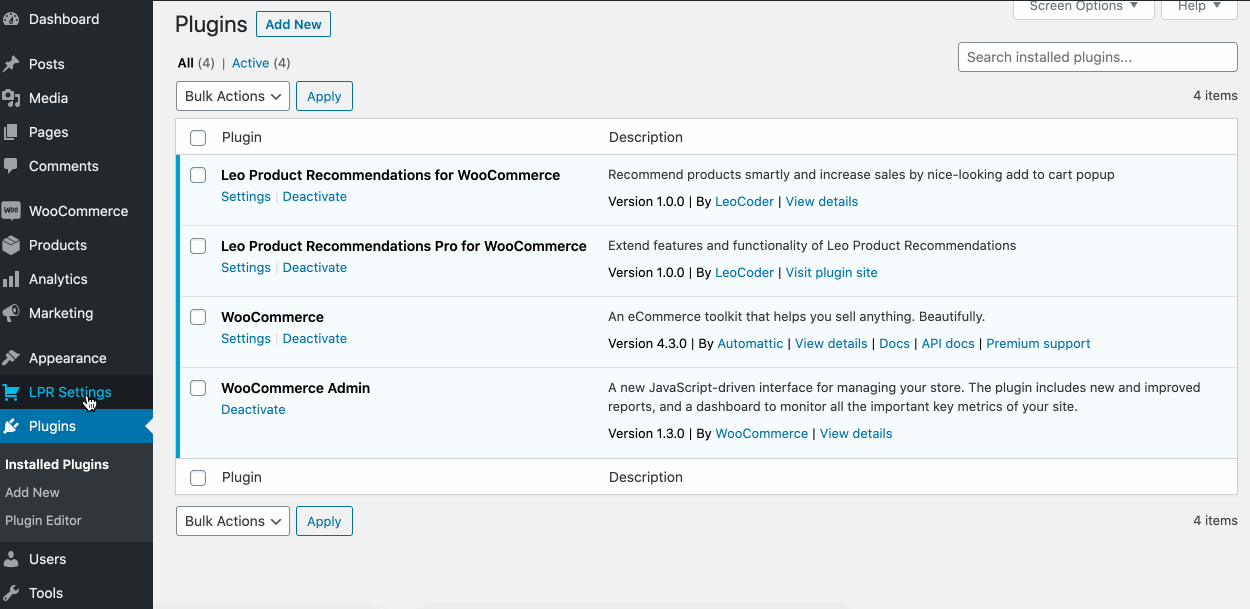 Settings Panel