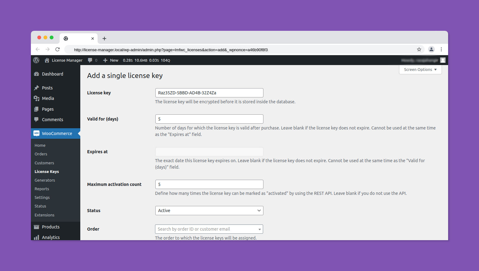 Add multiple license keys in bulk.