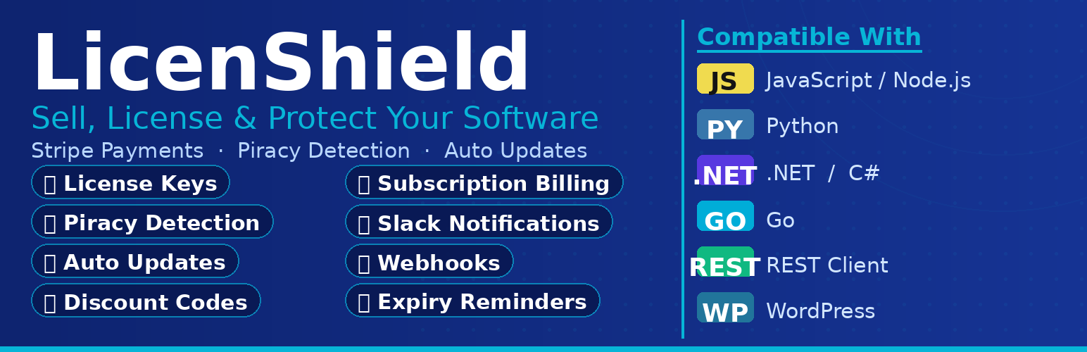 WordPress 外掛 LicenShield 的封面圖片。