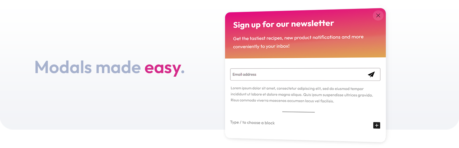 WordPress 外掛 Light Modal Block 的封面圖片。