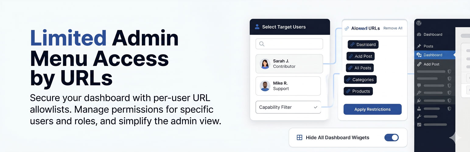 WordPress 外掛 Limited Admin Menu Access by URLs 的封面圖片