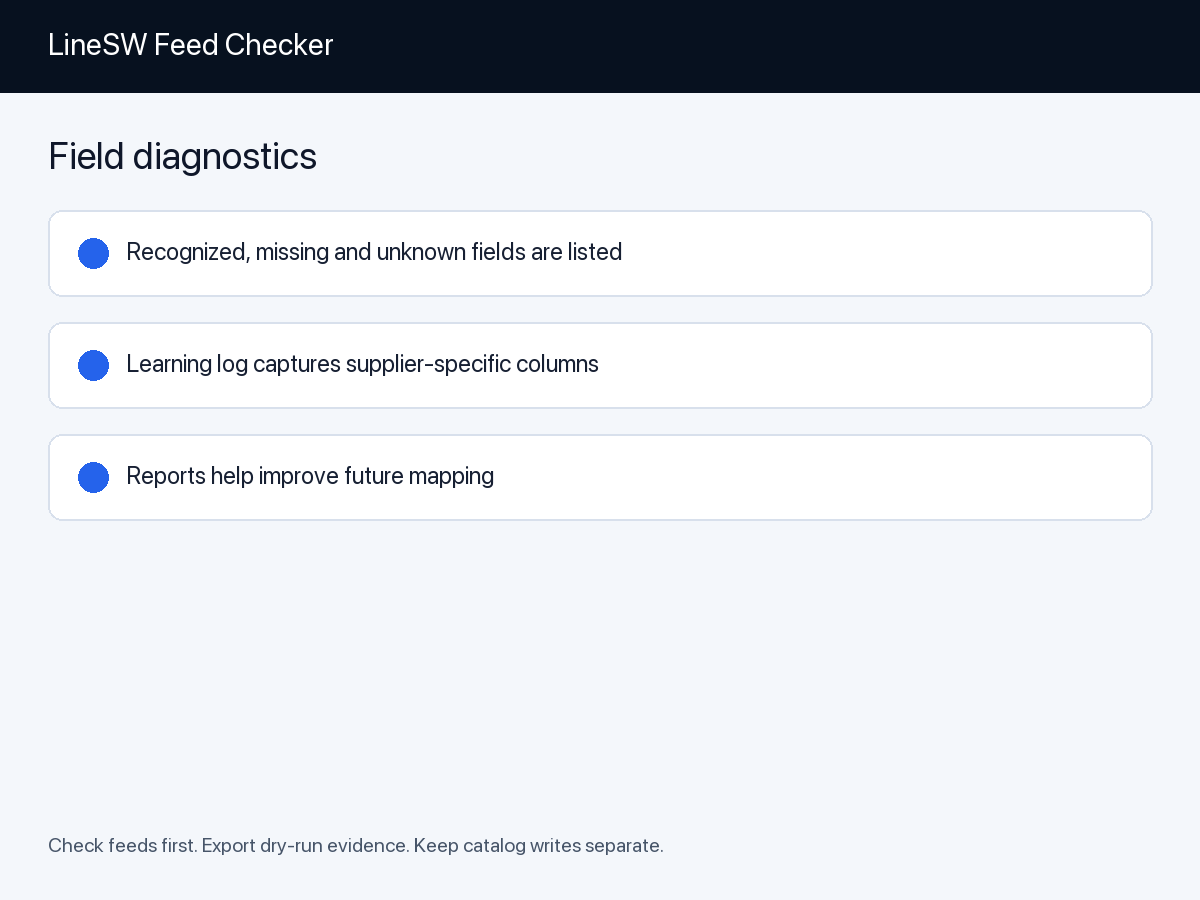 Field diagnostics and unknown field learning log.