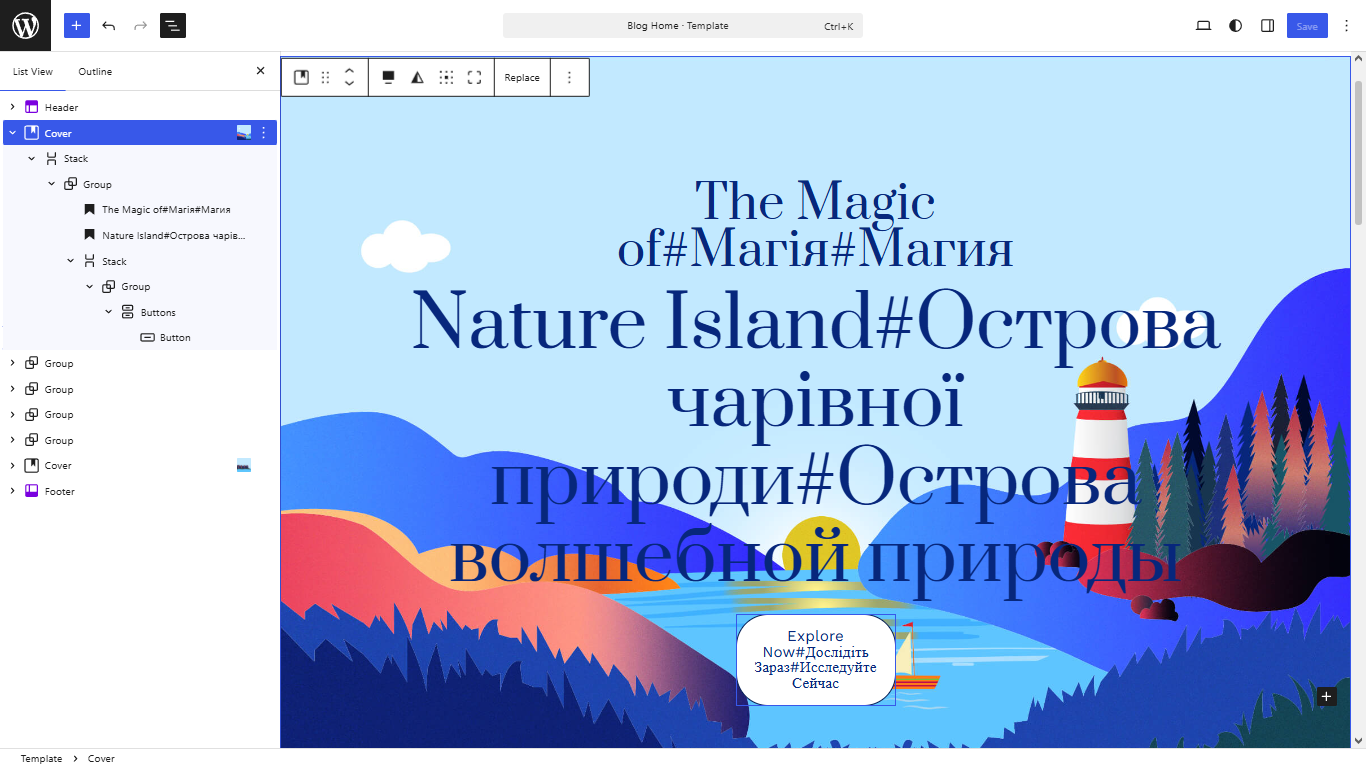 Writing multilingual content in the WordPress editor.