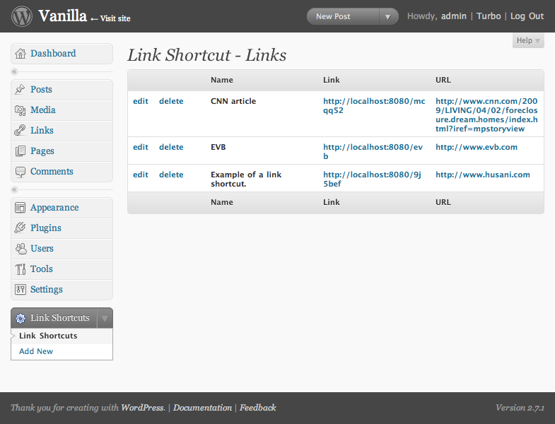 List of links