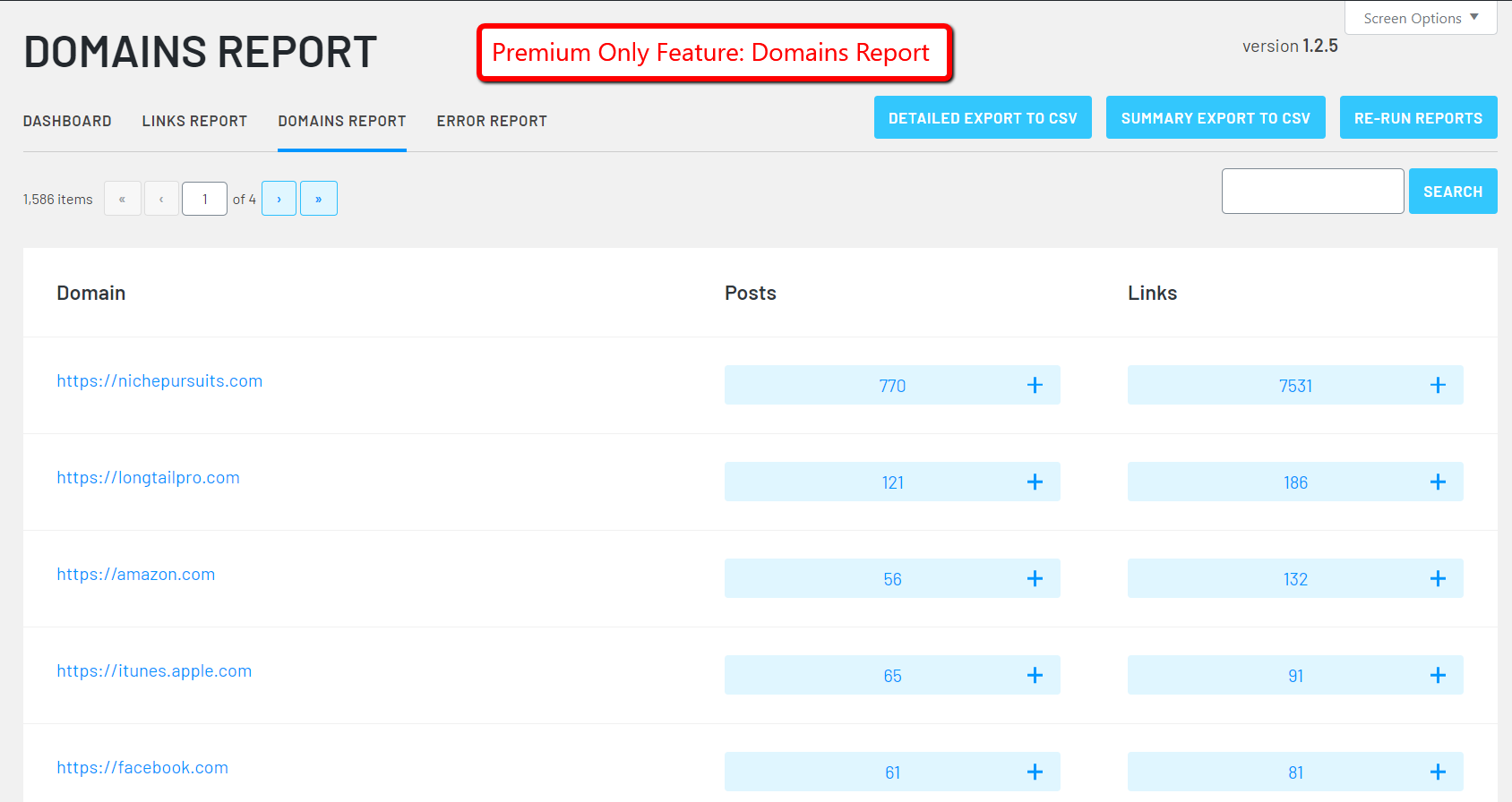 [Premium] The Domains Report provides an indepth break-down of all the sites that you link to.