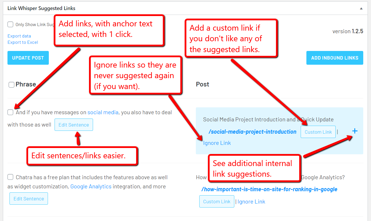 [Premium] Fully customize the internal link suggestions to suit your needs.