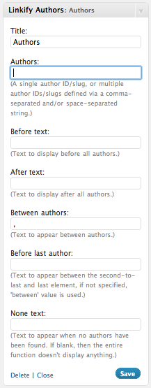 The plugin's widget configuration.
