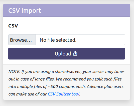 CSV Bulk Import Coupons