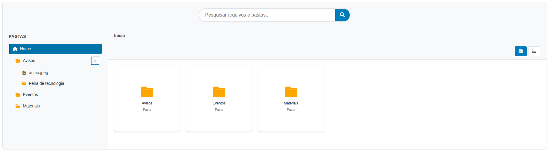 Frontend — File browser component displayed via shortcode