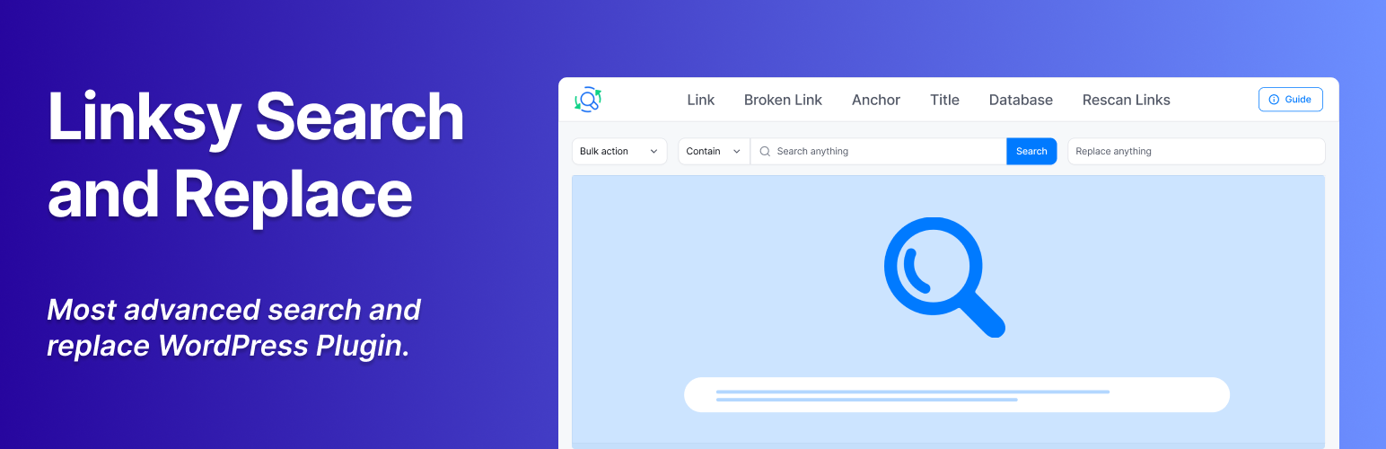 WordPress 外掛 Linksy Search and Replace 的封面圖片。