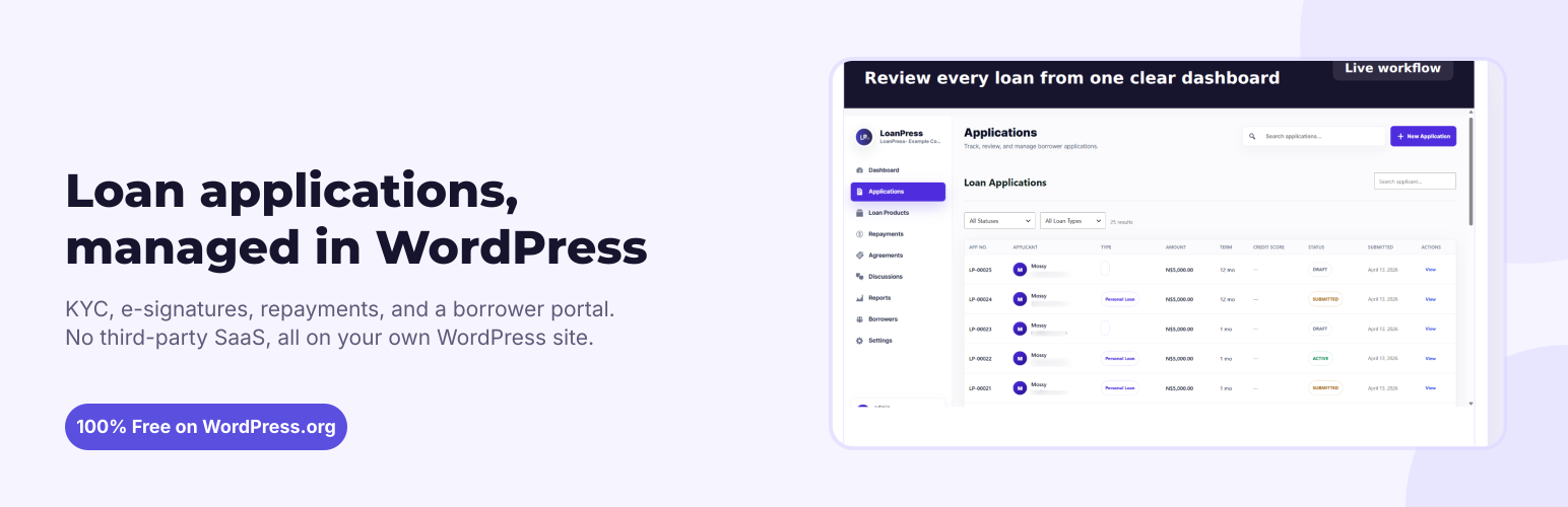 WordPress 外掛 Linusite Loan Application Manager 的封面圖片
