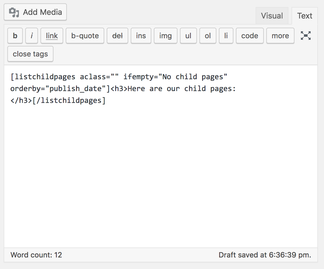 View of the shortcode.